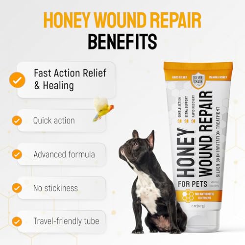 Dog Wound Care with Manuka Honey & Colloidal Silver for Scratches & Skin Irritations