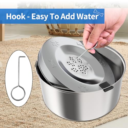 3L 101oz Dog Water Bowl Stainless Steel Slow Water Bowl for Dog (A: 304 Stainless Steel)