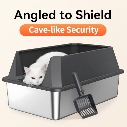 Stainless Steel Litter Box with High Sides (Dark Gray-1Pack)