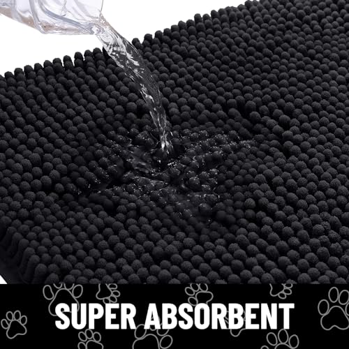 Dog Door Mat for Muddy Paws (34"X21" / Black and White)