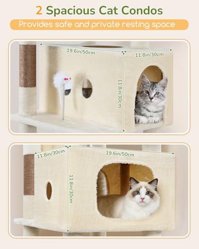 80in Cat Tree Tower for Indoor Cats Large Adult (Beige)
