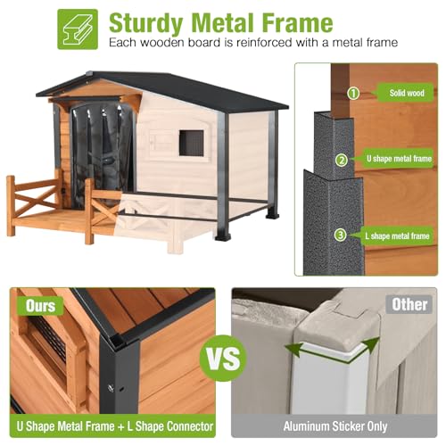Heated Dog House Outdoor Dog Kennel with Safe Heated Pad