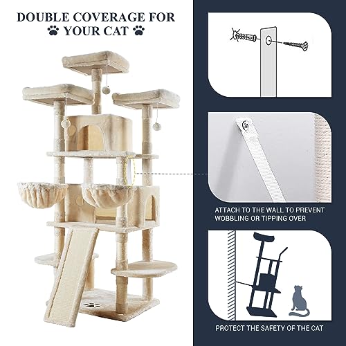 68 Inches Cat Tree (68 in / Beige)
