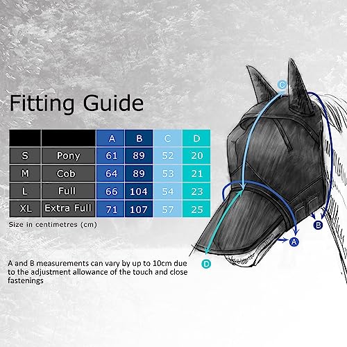 CareMaster Horse Fly Mask Large Eye Space Half Face with Ears Moonlight Silver Small Pony (Moonlight Silver / Pony (Small))