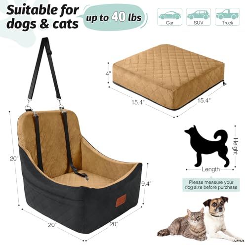 Dog car seat for Medium Dogs (Black/Coffee / Medium)