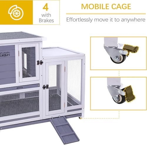 Wooden Rabbit Hutch (37.8"L x 22.4"W x 36.0"H)
