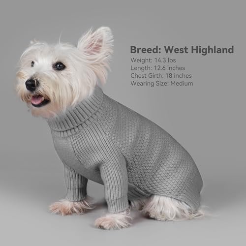 Dog Sweater Long Sleeve Warm Sweaters for Small Dogs Boy Girl Cats (Grey / Medium)