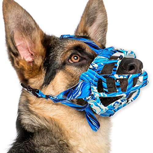 Basket Dog Muzzle for Small Medium Large Dogs to Prevent Biting (6 (Snout 13¾-15½") / Bluewhite)