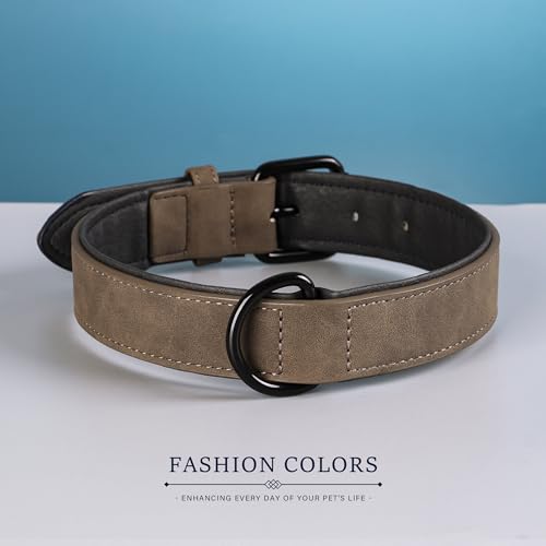 Soft PU Leather Dog Collar (L: Neck 14-18", Width 1" / Brown)