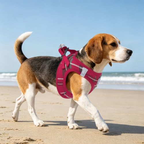 Dog Harness Collar and Leash Set No Pull for Small Medium Sized (Red / XXS (CHEST 11.5"-13"))