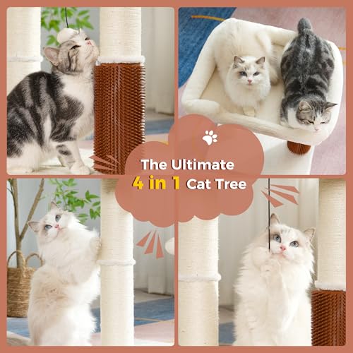 Cat Tree Tower for Large Cats Cat Scratching Post with Bed 20x16“ (Large / Beige)
