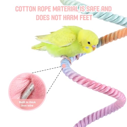 2pcs Gradient Colorful Bird Rope Perch Stand