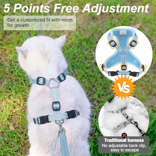 Cat Harness and Leash Set (Shark Blue / S (Chest: 11 - 16"))