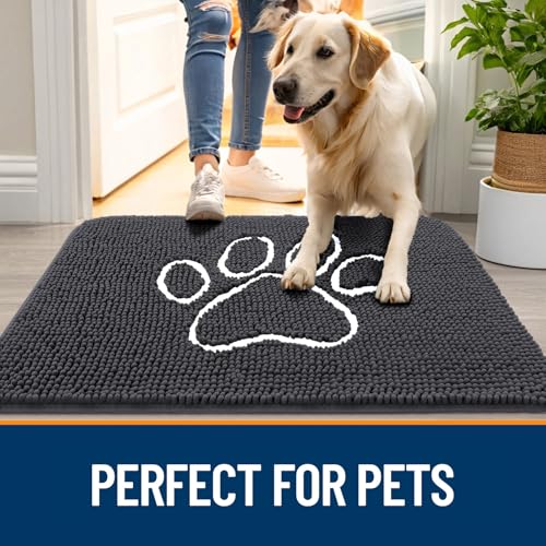 Dog Door Mat for Muddy Paws 30x20 (Dark Grey / 30" X 20")