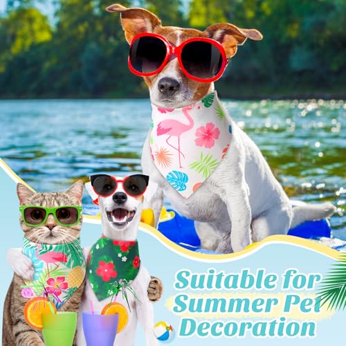 50 Pcs Hawaiian Dog Bandanas Bulk for Summer National Day (Hawaii Pattern / 31.5 x 21.7 x21.7 Inch)