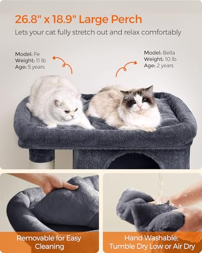 Cat Tree 40.6 (XL (26.8"L x 18.9"W x 40.6"H) / Smoky Gray)