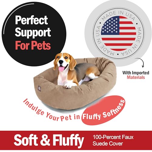 Suede Shredded Memory Foam Mix Calming Dog Bed Washable (Stone)