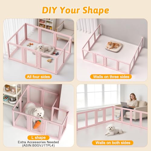 Acrylic Dog Playpen Indoor (Skin Pink / 23.6"H)