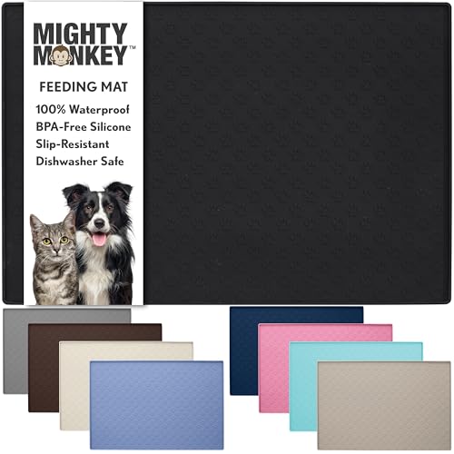 100% Waterproof Dog Food Mat (Black / 24"L x 16"W)