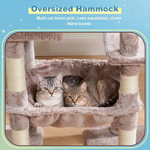 Cat Tree Tower with Plush Steped Condos (50 inches / Muchroom)