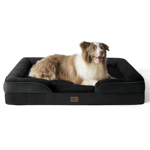 Orthopedic Dog Beds Large Sized Dog Washable Original Design (Black / 38"l X 28"w X 6.5"th)