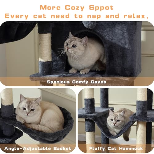 70 Inch Cat Tree (Deep Grey)