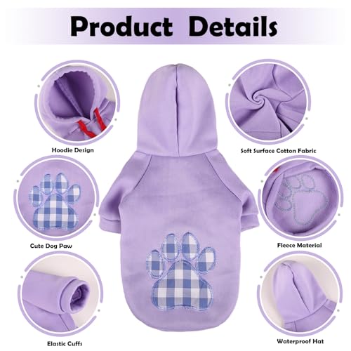 Dog Hoodie Flannel Pet Hooded Sweater with Hat Puppy Pullover Sweater Shirt (XXX-Large / Purple)