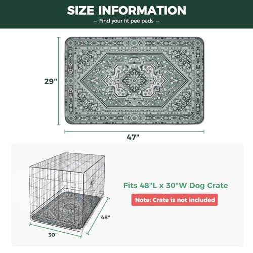 Washable Pee Pads for Dogs (Boho Grey / 29" x 47" (2 Packs))