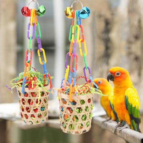 Bird Colorful Shredding Crinkles Foraging Toys Natural Sola Ball for Parrots Cockatiels Conures Budgies Senegal