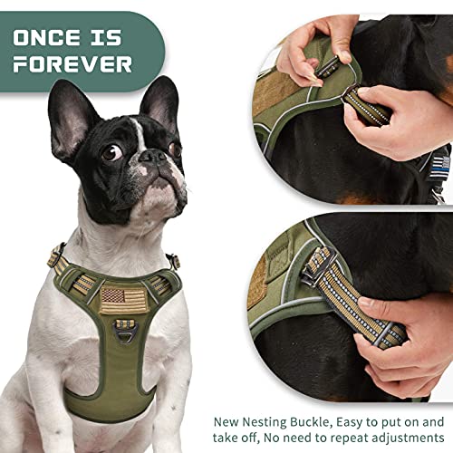 Tactical Dog Harness for Medium Dogs No Pull (Green / M(Neck:16-20", Chest:17-27"))