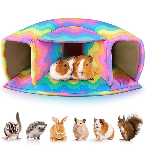 Washable Guinea Pig Hideout Large Cozy Bed for Small Pets (Rainbow)