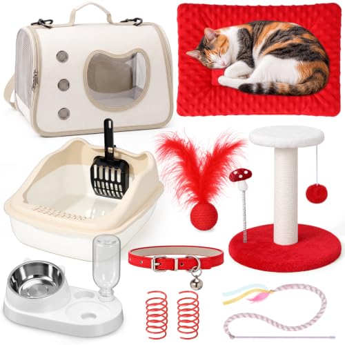 10 Pcs Kitten Starter Kit for Indoor (Classic / Small / Red)