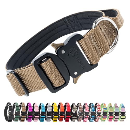 Tactical Dog Collar (Basic Khaki - Handle Style / M: Neck 14.5" to 18")