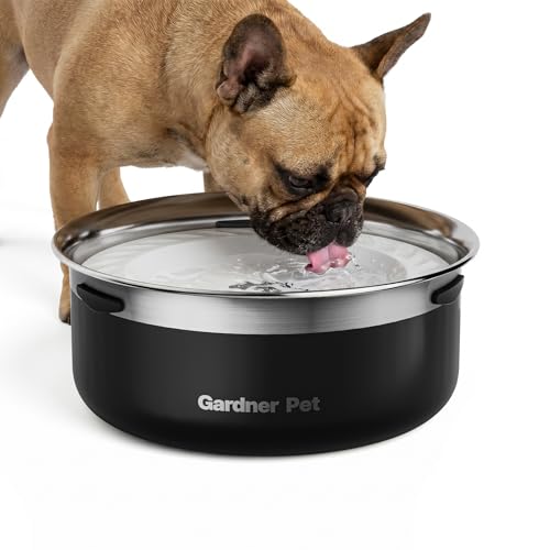 Dog Water Bowl Stainless Steel Dog Bowl (Black / Small (2L))