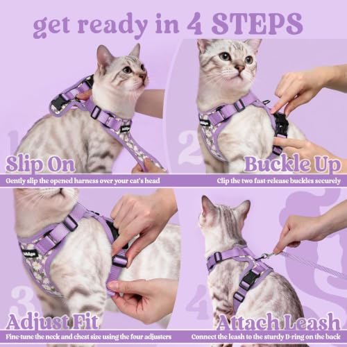 Cat Harness and Leash Set (S / Purr-ple Daisy)