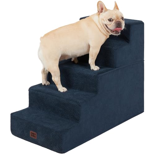 Dog Stairs for High Bed 25" H (Navy / Extra Wide 17.7" x 35" x 25")