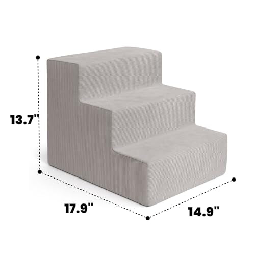 Dog Stairs for Small Dogs & Cats (Square Corner / 3 steps: 17.95''L×14.96''W×13.70''H)