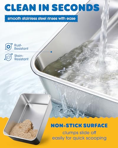 Stainless Steel Cat Litter Box (M (1 Pack) / Grey)