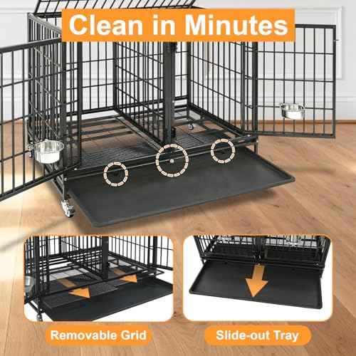 Taller 43" Two Tiers Dog Crate Cage Kennel with Divider (43"L - 2 Tiers - 4 Pack)