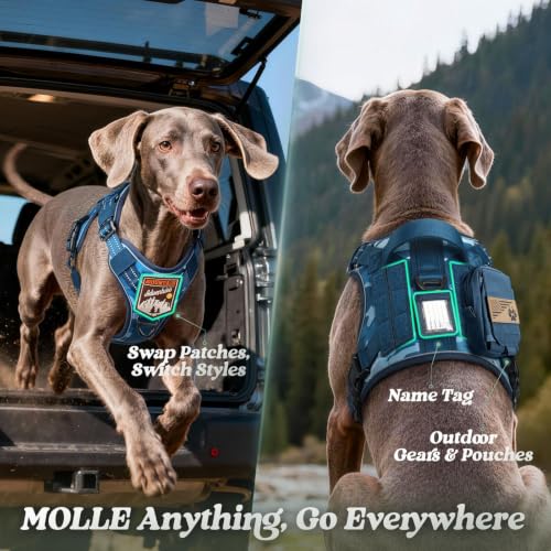 Tactical Dog Harness for Large Dogs (Xl(chest:23.6"-41.8",neck:21.7"-32.3",back:9.1") / Blue Camo)