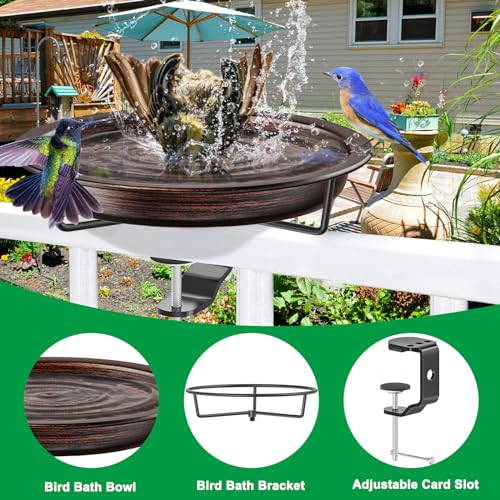Deck Mounted Bird Bath for Outside (Brown)