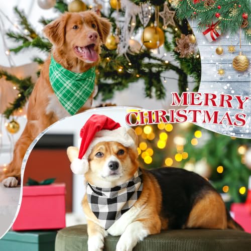 50 Pcs Christmas Red and Green Plaid Dog Bandanas Bulk for Medium (Red Green Plaid / 25.6 x 17.7 x 17.7 Inch)