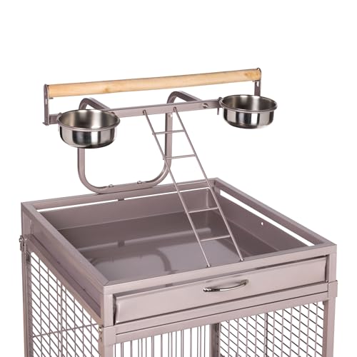 Prevue Pet Playtop Bird Cage Rolling Stand Seed Guards (Blush Finish / 18.0"L x 18.0"W x 57.0"H)