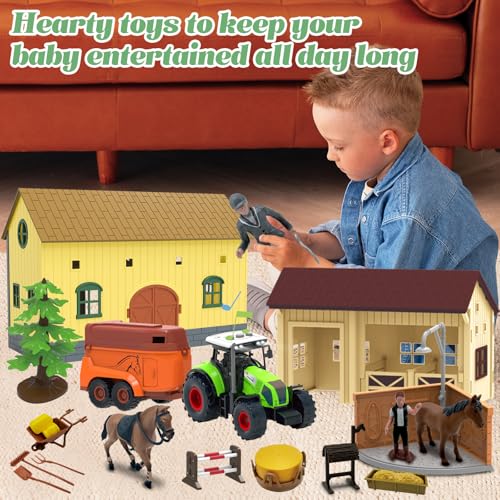 52PCS Farm Animals Toys Set Comes with Warehouse (Horse Washing Field)