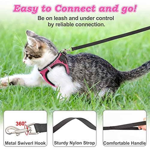 Cat Harness and Leash for Walking Escape Proof (M / Pink)