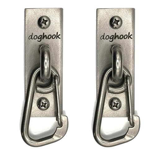 Canine Hitch Secure Dog Leash Parking Wall Slim Hook with Clip 2 Pack