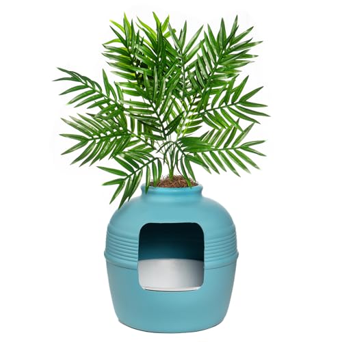 Original Hidden Litter Box Planter (Palm Plant / Essentials Kit / Coastal Blue)