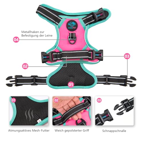 Upgraded No Pull Dog Harness (Pink / Extra Small)