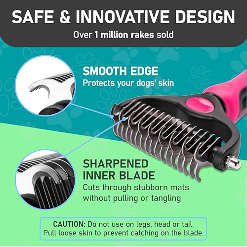 Hair Brush Double Sided Shedding (Pink / Large)
