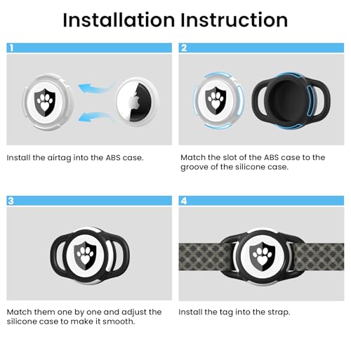4 Pack Waterproof AirTag Dog Collar Holder for Apple Tracker Mix Colors